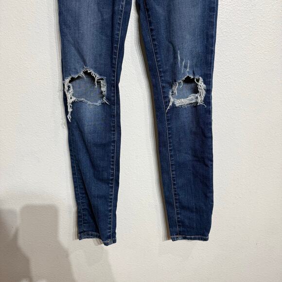 FRAME Blue Le Skinny de Jeanne Distressed Jeans Sz 26 - Picture 4 of 13